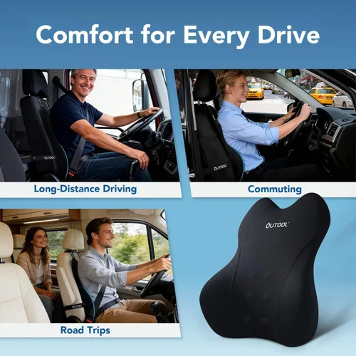 Miniatura 5 de QUTOOL Almohada de Soporte Lumbar para Automóvil, Accesorios de Camión Elementos Esenciales de Viaje, Cojín de Espuma con Memoria para Asiento