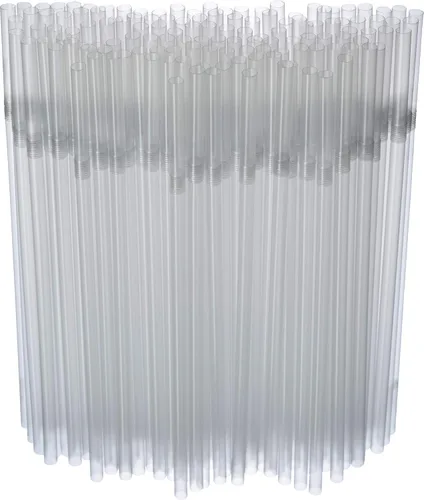 Paquete de 500 popotes desechables de plástico flexible transparente de 8 pulgadas de alto