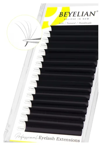 Miniatura 24 de BEYELIAN Extensiones de pestañas de 0.002 in, rizo C de 0.394 pulgadas, bandeja de color negro mate natural, extensiones de pestañas con volumen