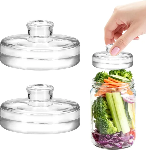 Miniatura 10 de 2Pcs Fermentation Glass Weights for Wide Mouth Jars - Pickle Bottles with Sealing Lids for Efficient Fermenting - Durable, Transparent Fermenting