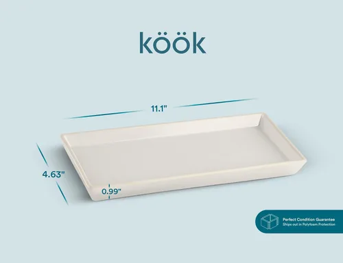 Miniatura 7 de KooK Bandejas y bandejas para servir alimentos, bandejas rectangulares de cerámica de 11 pulgadas, platos para alimentos en fiestas