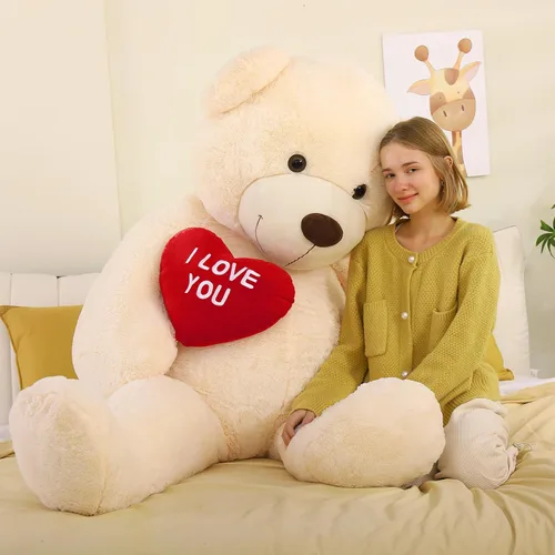 Miniatura 12 de BENINY Osos de peluche grandes en forma de corazón rojo, osos de peluche negros con bordado "Te quiero" para novia, osos de peluche grandes