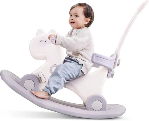 Caballo mecedor 4 en 1 para niños pequeños de 1 a 3 años, juguete mecedor para bebé, divertido regalo de cumpleaños para niños de 1+ años, juguete