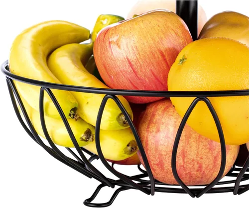 Miniatura 5 de Cesta de frutas de 2 niveles para verduras, soporte para encimera, cesta de frutas, cuenco de almacenamiento para cocina, hogar, hierro fundido