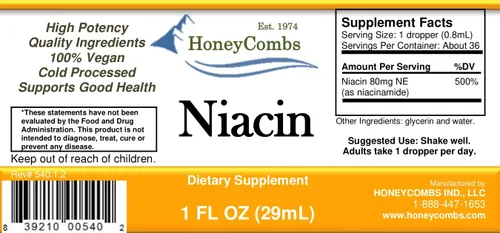 Miniatura 2 de HoneyCombs Vitamina B3 Niacina Líquida 500% DV Niacinamida B3 Suplemento Sublingual Complejo B Vitamina - Hecho en Estados Unidos - Niacina Vitamina