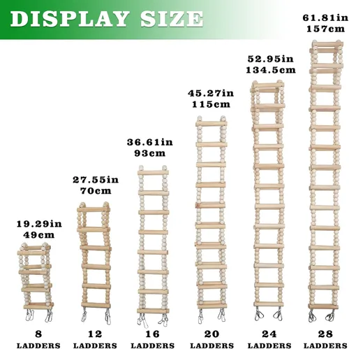 Miniatura 4 de Puente de escalera para pájaros, juguetes de madera para escalada y columpio, accesorios de jaula para pájaros, ratas, loros, hámster, ardilla