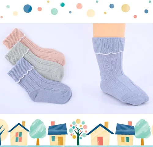 Miniatura 3 de WATOCHE Calcetines para bebés y niñas pequeñas con volantes, calcetines de vestir con volantes, calcetines antideslizantes para bebés, calcetines