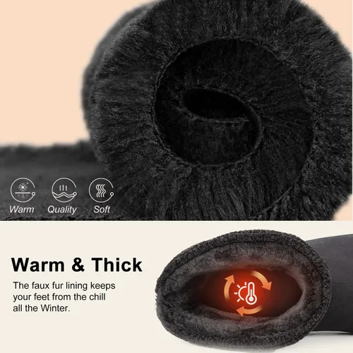 Miniatura 3 de LongBay Pantuflas de punto de chenilla cálidas para mujer, de espuma viscoelástica, cómodas, de gamuza, esponjosas, de espuma viscoelástica, botas