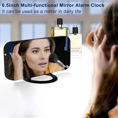 Miniatura 2 de Reloj Digital con Pantalla Grande, Relojes Despertadores LED Eléctricos con Superficie de Espejo para Maquillaje con Modo de Atenuación, 3 Niveles