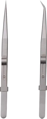 Juego de pinzas de precisión, acero inoxidable antiestático curvado de pinzas, para electrónica, trabajo de laboratorio, fabricación de joyas, Tono