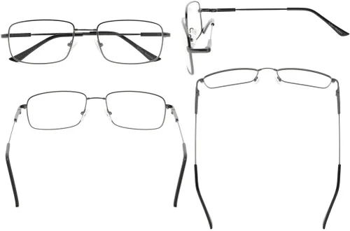 Miniatura 2 de Eyekepper Gafas de lectura para hombre, lectores de memoria con puente de titanio flexible y patillas (Gunmetal,+2.25)