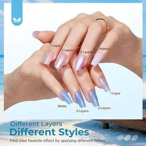 Miniatura 9 de Morovan Juego de esmalte de uñas degradado: esmalte de uñas de perlas de primavera y verano, esmalte de uñas rosa, azul, morado, secado rápido