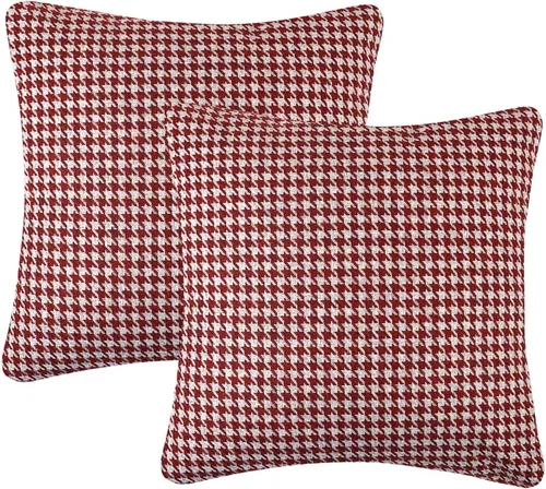 Miniatura 6 de Yeiotsy 2 fundas de cojín geométricas de pata de gallo para sofá, cama y silla, hechas de algodón y lino (18 x 18 pulgadas, negro)