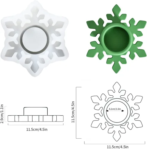 Miniatura 2 de BOOWAN NICOLE Portavelas de copo de nieve, moldes de hormigón, molde de silicona para decoración del hogar (SH0964)