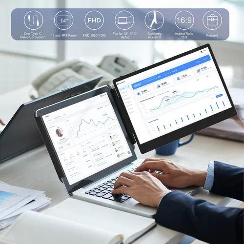 Miniatura 7 de KEFEYA Extensor de Pantalla para Laptop, Extensión de Monitor Portátil de 14" FHD 1080P IPS de Doble Pantalla, Monitor Portátil para Laptops