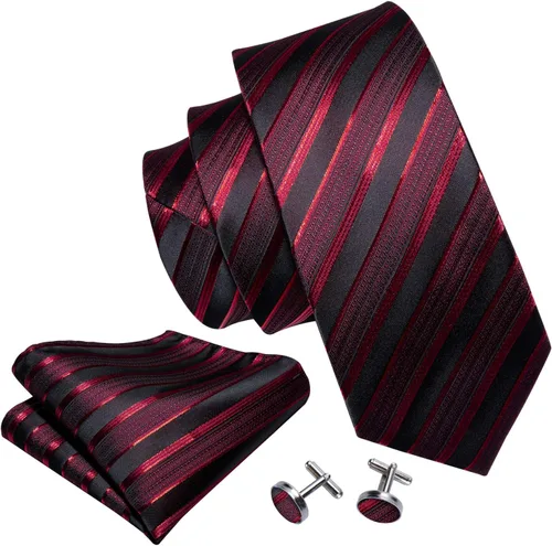 Miniatura 117 de Barry.Wang Juego de corbatas para hombre, corbata de seda a rayas, tejido a cuadros, gemelos formales, negocios, boda