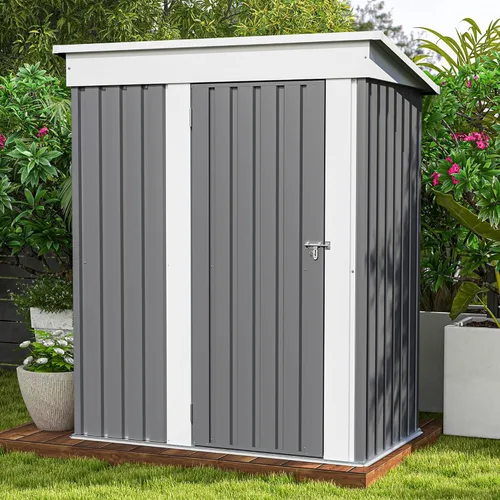 Miniatura 15 de Patiowell Cobertizo de almacenamiento al aire libre de 5 x 3 pies, cobertizo de herramientas con techo inclinado y puerta con cerradura, cobertizo