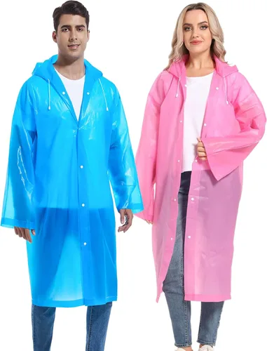 Miniatura 30 de 2 abrigos de lluvia de Borogo para adultos, chaquetas de lluvia reutilizables para hombres y mujeres