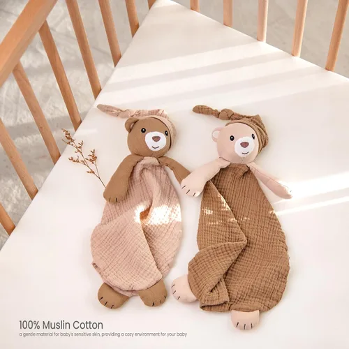 Miniatura 2 de lulumoon Manta de seguridad de oso para bebés: muselina agradable para la piel, ideal para viajes y guarderías, regalo para recién nacidos para baby