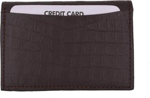 Miniatura 6 de Marshal Tarjetero de cuero RFID extensible para hombres y mujeres Marrón Croco