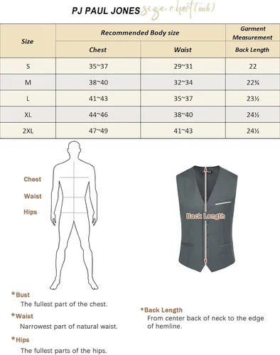 Miniatura 2 de PJ PAUL JONES Chaleco de traje para hombre, chaleco casual de negocios, chaleco formal para boda