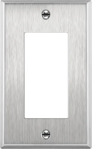 ENERLITES Placa decorativa de pared metálica para interruptor o receptáculo, resistente a la corrosión, tamaño de 1 banda, 4.50 x 2.76 pulgadas,