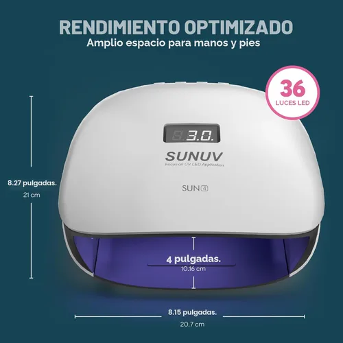 Miniatura 4 de Secador de uñas con gel con LED de 48 W UV y sensor (blanco), de Sunuv