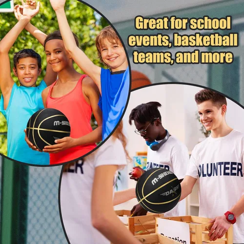 Miniatura 7 de Jerify 12 pelotas de baloncesto a granel de tamaño oficial 7, pelotas de baloncesto de goma 29.5 inflables de goma con bomba, pelotas de baloncesto