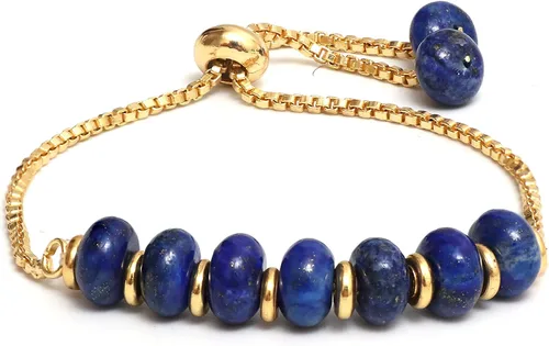Miniatura 12 de Gempires - Pulsera de cuentas redondas naturales, chapada en oro amarillo de 14 quilates, joyería hecha a mano, pulseras ajustables para mujer