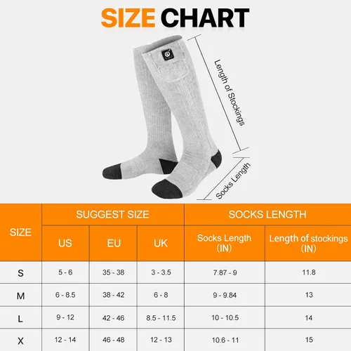 Miniatura 6 de SNOW DEER Calcetines térmicos para hombres y mujeres, batería recargable de 7.4 V, calentador eléctrico de pies de esquí para caza, pesca, camping