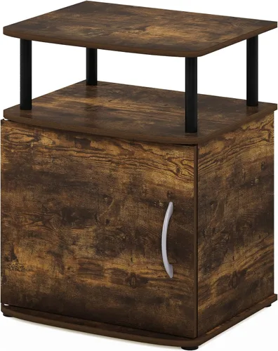 Miniatura 7 de Furinno Jaya - Mesita de noche con puerta, color ámbar y negro