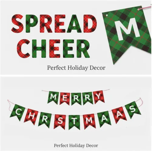 Miniatura 2 de Cartel de Feliz Navidad con cuerda, letrero de papel para chimenea, pared y ventana, decoración de fiesta navideña para el hogar y la oficina