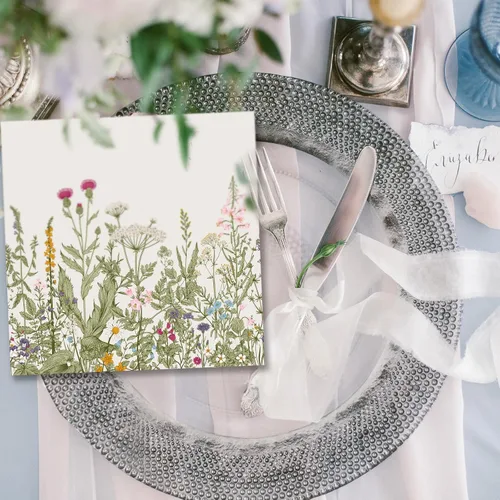 Miniatura 5 de Sinmoe 200 servilletas de flores silvestres, servilletas de papel florales, desechables, decorativas, flores silvestres, cócteles, toallas de mano