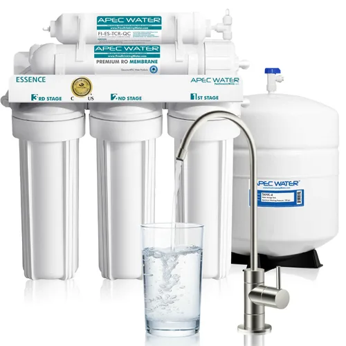 APEC Water WQA Certified 5-Stage Under Sink Reverse Osmosis Water Filter System, Brushed Nickel, Certified Ultra Safe Drinking Water Filter System,