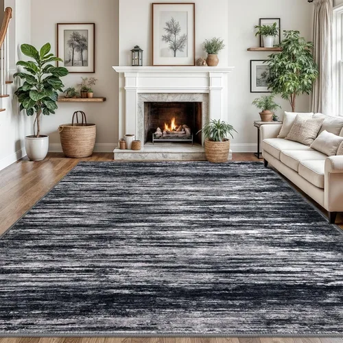 Miniatura 35 de SIILOOM 2 x 3 Alfombra moderna y abstracta para entrada, alfombra neutra azul marino gris multicolor súper suave de área pequeña, alfombras lavables