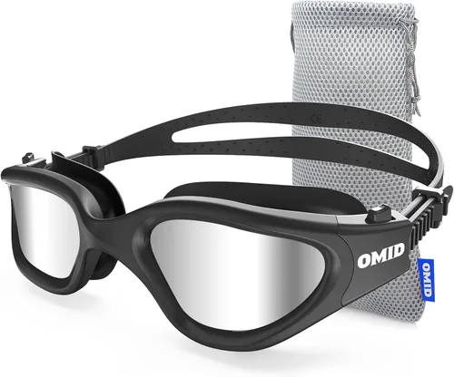 OMID - Gafas de natación polarizadas P2, gafas antivaho para natación para hombres y mujeres adultas Marco A7-allblack Lente Plata