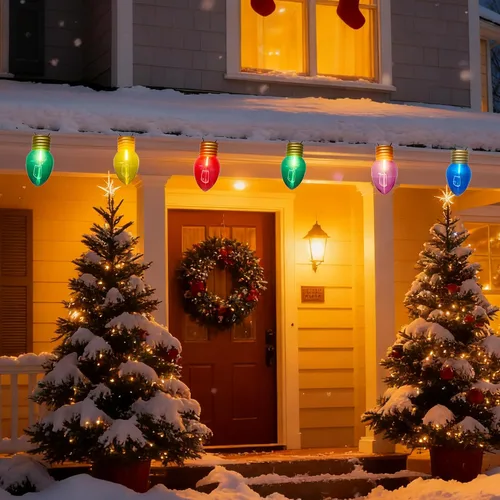 Miniatura 8 de Oviejo Luces de Navidad Jumbo de 16 pies para exteriores, luces LED gigantes multicolor C7 con 10 bombillas de luz LED de fresa, luz de Navidad