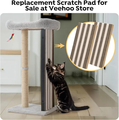 Miniatura 13 de Veehoo Poste rascador de gatos de 35 pulgadas de alto para gatos de interior y adultos, almohadilla resistente para rascar gatos con marco de metal