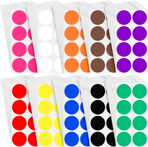 Zonon 800 calcomanías de puntos de colores de 2 pulgadas, 10 colores surtidos, etiquetas redondas de codificación de colores, etiquetas adhesivas