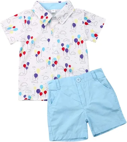 Miniatura 68 de Conjunto de camisa de manga corta con botones y pantalones cortos casuales con diseño de flamingo, para bebés y niños de 1 a 6 años, atuendos