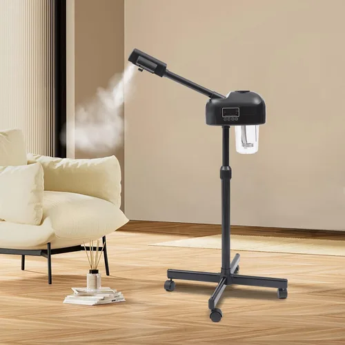Miniatura 2 de Vaporizador facial para esteticista de limpieza profunda facial con niebla caliente, ruedas giratorias y boquilla giratoria de 360°, herramientas