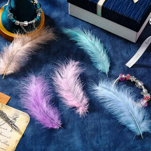 Miniatura 4 de Yingzhao 300 plumas esponjosas de marabú de pavo de 4 a 6 pulgadas para manualidades, atrapasueños con flecos, decoración de boda, atado de moscas