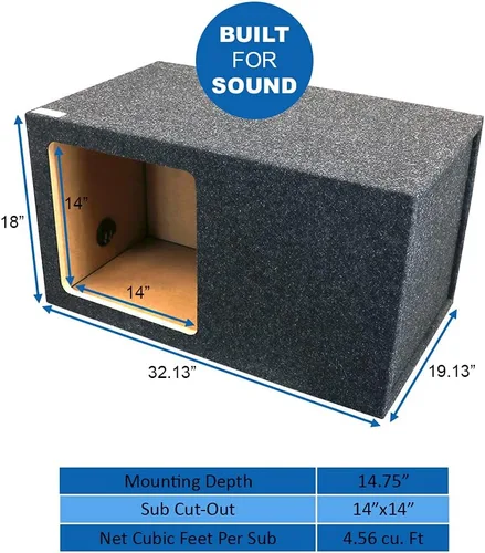 Miniatura 3 de Atrend Caja de subwoofer cuadrada con ventilación única de 15KSV de 15 pulgadas para subwoofers cuadrados (por ejemplo, subwoofers Kicker L5 y L7)