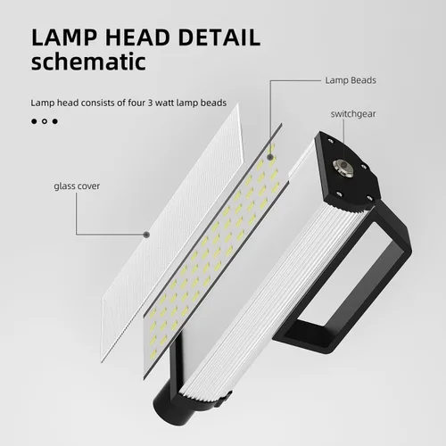 Miniatura 4 de Luz de trabajo magnética, lámpara magnética LED, lámpara de cuello de cisne flexible a prueba de agua IP65, 1600 lúmenes para fresado de torno