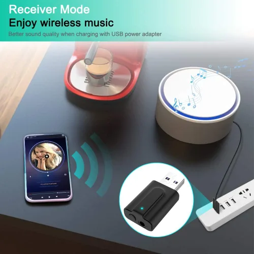Miniatura 5 de Adaptador receptor transmisor Bluetooth 5.0, transmisor de audio inalámbrico portátil de 0.138 in, dongle para TV/PC/auriculares/estéreo