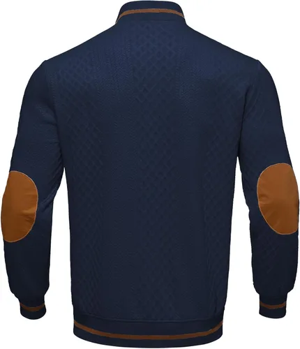 Miniatura 5 de Riskrole - Chaqueta ligera para hombre de jacquard, con cremallera completa, cuello alto, estilo bomber, casual, elegante, chaqueta varsity