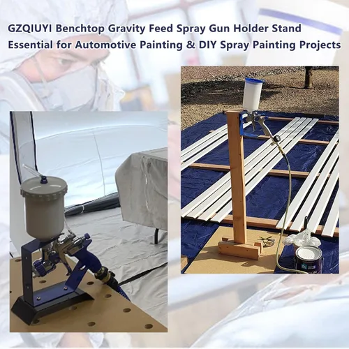 Miniatura 7 de Soporte para pistola de pintura para rociador Fuji, soporte para pistolas de pulverización de alimentación por gravedad de sobremesa, soporte