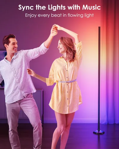 Miniatura 7 de Lámpara de pie de esquina, luz RGB de 65 pulgadas que cambia de color con control remoto, lámpara de esquina LED regulable con sincronización