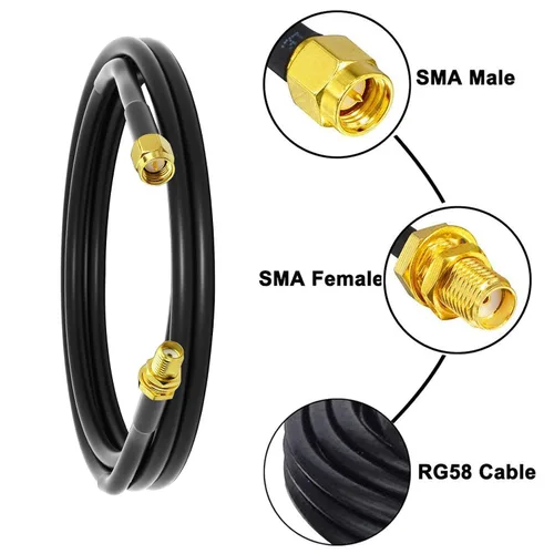 Miniatura 4 de onelinkmore Cable de extensión RG58 SMA macho a hembra de 3 pies, cobre puro de 50 ohmios, puente de ahorro de puerto para dongle RTL-SDR, NanoVNA