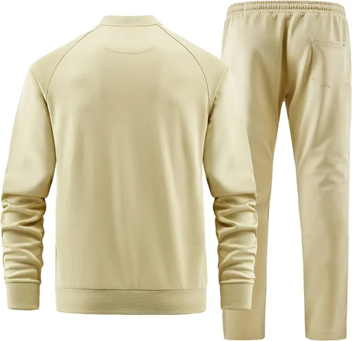 Miniatura 2 de W JIANWANG Conjunto deportivo de manga larga con cremallera completa para hombre, conjuntos de pantalones y chaquetas activas de 2 piezas